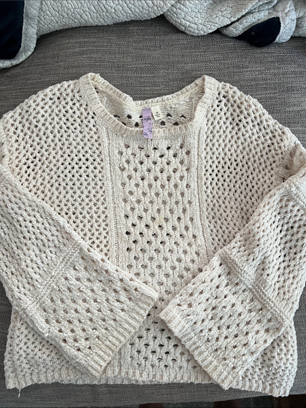 Super Soft Light Beige Open Knit Women's Sweater